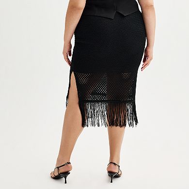 Plus Size INTEMPO™ Crochet Fringe Skirt