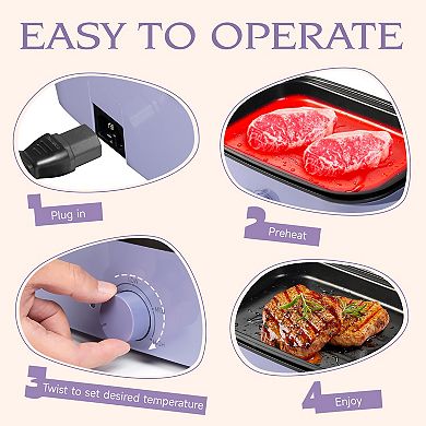 Ventray 12-in-1 Electric Indoor Grill, Non-stick Cooking Surface & Adjustable Temperature