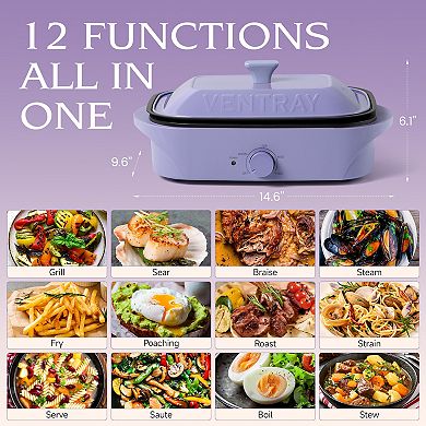 Ventray 12-in-1 Electric Indoor Grill, Non-stick Cooking Surface & Adjustable Temperature