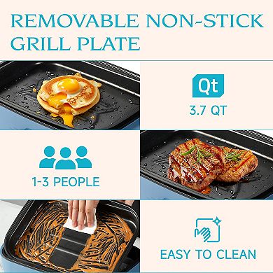 Ventray 12-in-1 Electric Indoor Grill, Non-stick Cooking Surface & Adjustable Temperature