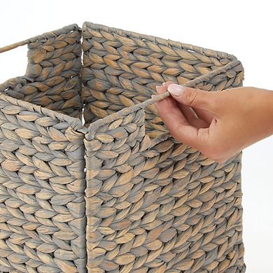 mDesign Hyacinth Woven Cube Bin Basket Organizer, Handles, 2 Pack