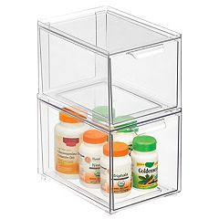 mDesign Clarity Plastic Stackable Closet Storage Organizer with Drawer,  Clear - 8 x 6 x 7.5, 1 Pack