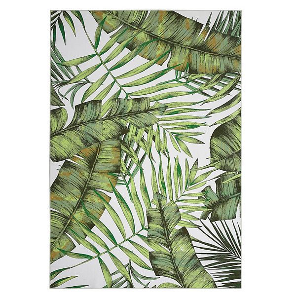 Glowsol Modern Area Rug Low Profile Palm Tree Leaf Jungle Non Slip Rug