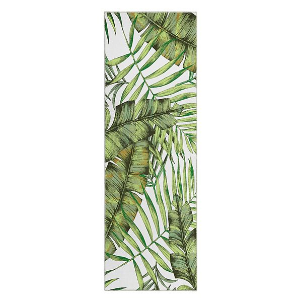Glowsol Modern Area Rug Low Profile Palm Tree Leaf Jungle Non Slip Rug