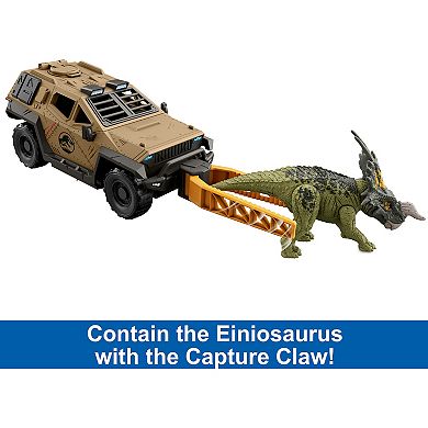 Mattel Jurassic World Truck & Dinosaur Action Figure Toy with Flipping Feature