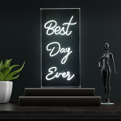 Best Day Ever Contemporary Glam Acrylic Box USB Operated LED Neon Light