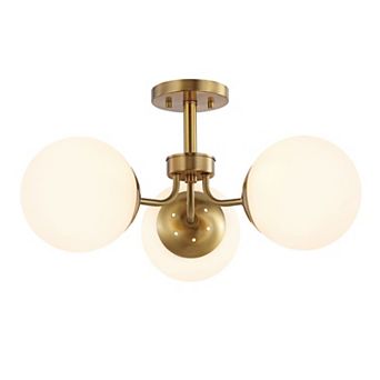 Marcel Bistro Bohemian Farmhouse Ironfrosted Glass LED Semi Flush Mount