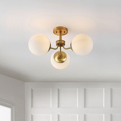 Marcel Bistro Bohemian Farmhouse Ironfrosted Glass LED Semi Flush Mount