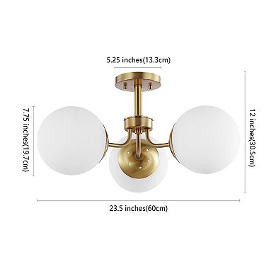 Marcel Bistro Bohemian Farmhouse Ironfrosted Glass LED Semi Flush Mount