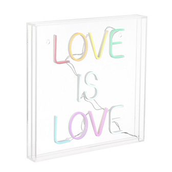 Love Is Love Square Contemporary Glam Acrylic Box USB Operated LED Neon Light