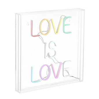 Love Is Love Square Contemporary Glam Acrylic Box USB Operated LED Neon Light
