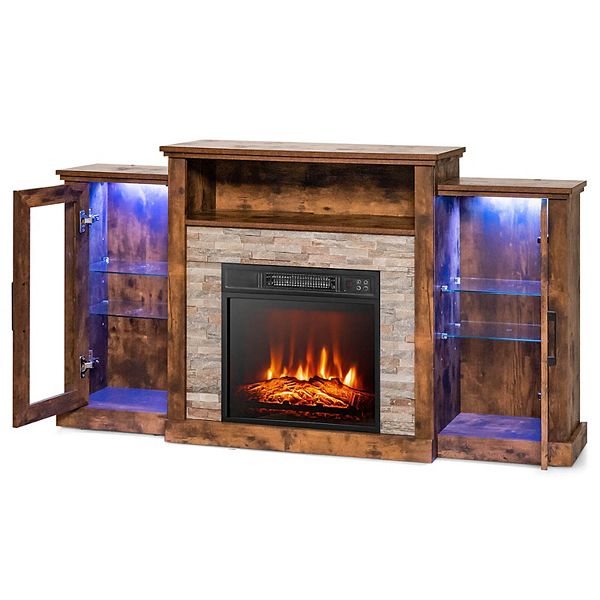 TV Stand with Fireplace and 16color Led Lights for TVs up To 65 Inch