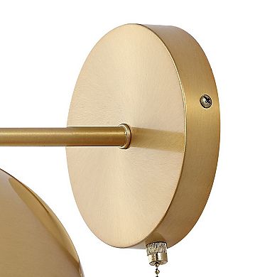 Tierra Modern Midcentury Iron LED Sconce with Pull Chain Switch (Set of 2)