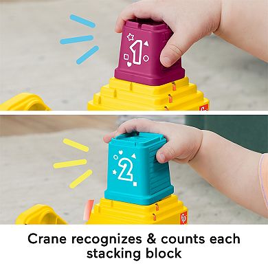 Fisher-Price Count & Stack Crane Baby & Toddler Learning Toy with Blocks, Lights & Sounds