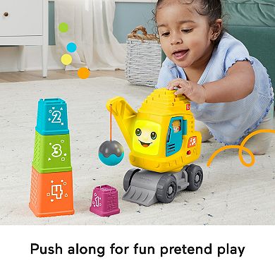 Fisher-Price Count & Stack Crane Baby & Toddler Learning Toy with Blocks, Lights & Sounds