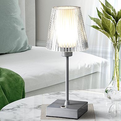 Oscar Modern Industrial Rechargeablecordless Iron/acrylic Integrated Led Table Lamp With Ribbed S