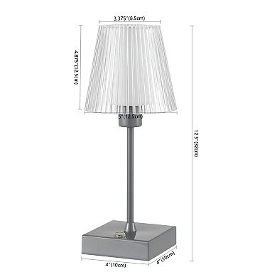 Oscar Modern Industrial Rechargeablecordless Iron/acrylic Integrated Led Table Lamp With Ribbed S