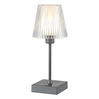 Oscar Modern Industrial Rechargeablecordless Iron/acrylic Integrated Led Table Lamp With Ribbed S