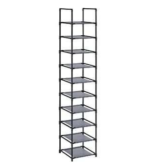 10 tier Shoe Shelf, Shoe Storage Organizer, Space-Saving, Metal Frame