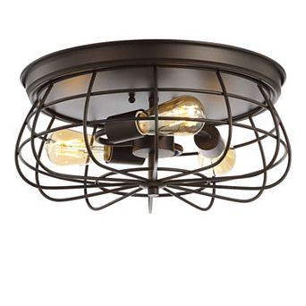 Calvia Farmhouse Metal Cage Flush Mount