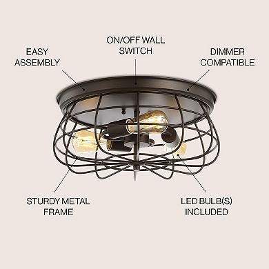 Calvia Farmhouse Metal Cage Flush Mount