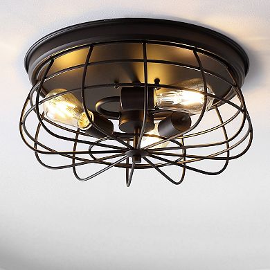 Calvia Farmhouse Metal Cage Flush Mount