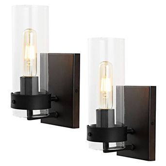 Harper Coastal Minimalist Iron/Glass LED Sconce (Set of 2)