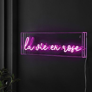 La Vie En Rose Contemporary Glam Acrylic Box USB Operated LED Neon Light