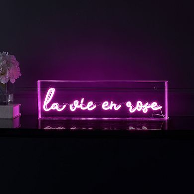 La Vie En Rose Contemporary Glam Acrylic Box USB Operated LED Neon Light