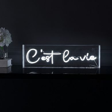 Cest La Vie Contemporary Glam Acrylic Box USB Operated LED Neon Light
