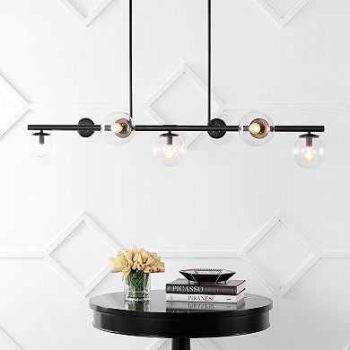 Luca Parisian Modern Glam Iron Globe Linear LED Pendant
