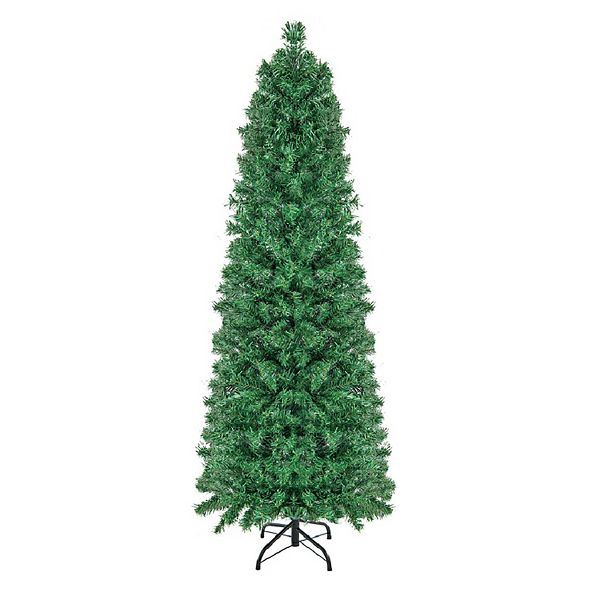 Prelit Christmas Pencil Tree With Colorful Fiber Optics Green5 Ft