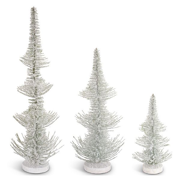 Frosted Bottle Brush Holiday Tree (Set of 3)