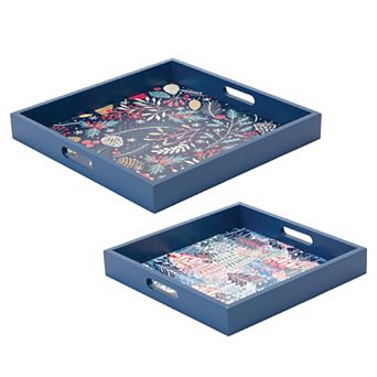 Berry and Pine Tree Holiday Tray (Set of 2)