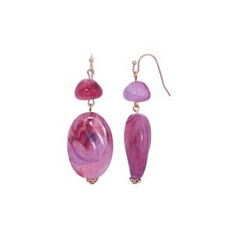 1928 Gold Tone Purple Drop Earrings