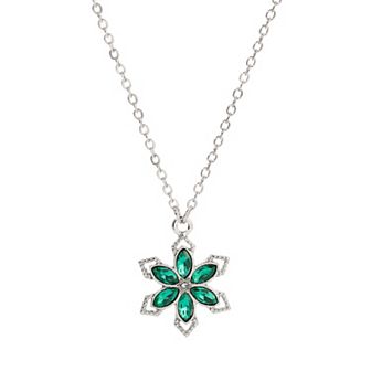 1928 Silver Tone Crystal Small Flower Necklace