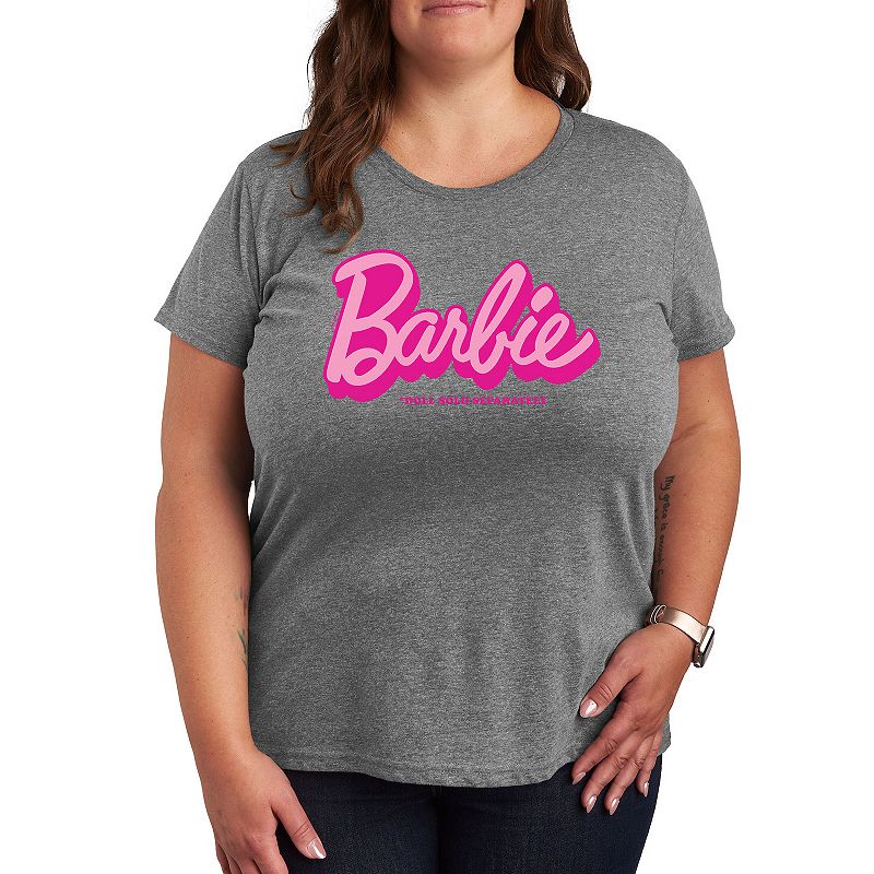 Plus Barbie® Doll Sold Separately Graphic Tee, Girl's, Size: 2XL, Grey Gray