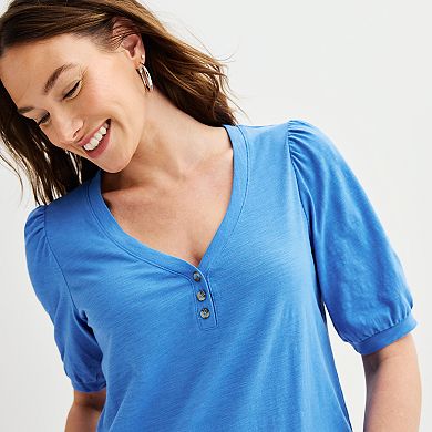 Women's Sonoma Goods For Life® Puff Sleeve Henley Tee