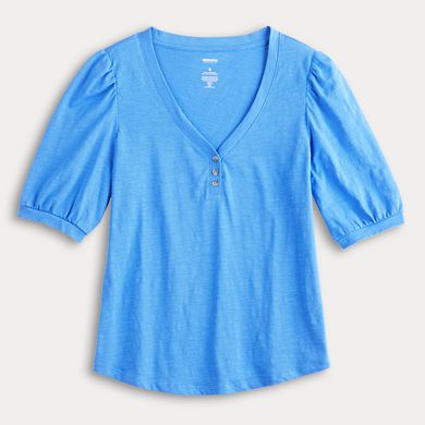 Women's Sonoma Goods For Life® Puff Sleeve Henley Tee