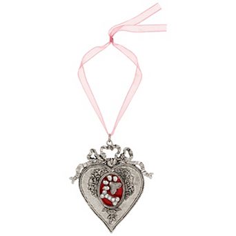 1928 Animal Enamel Heart Ornament with Ribbon