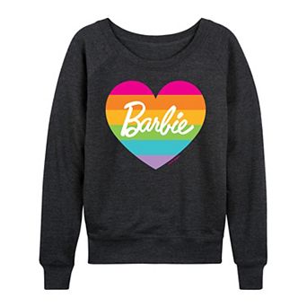 Women's Barbie® Pride Rainbow Heart French Terry Long Sleeve Tee