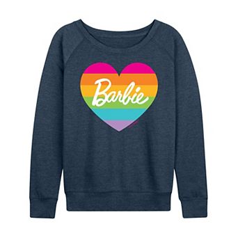 Women's Barbie® Pride Rainbow Heart French Terry Long Sleeve Tee