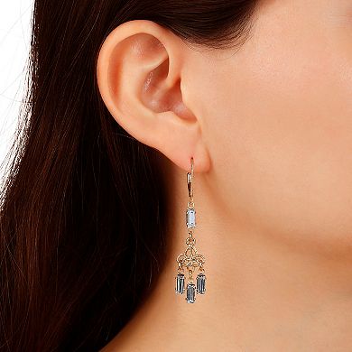1928 Gold Tone Crystal Chandelier Leverback Earrings