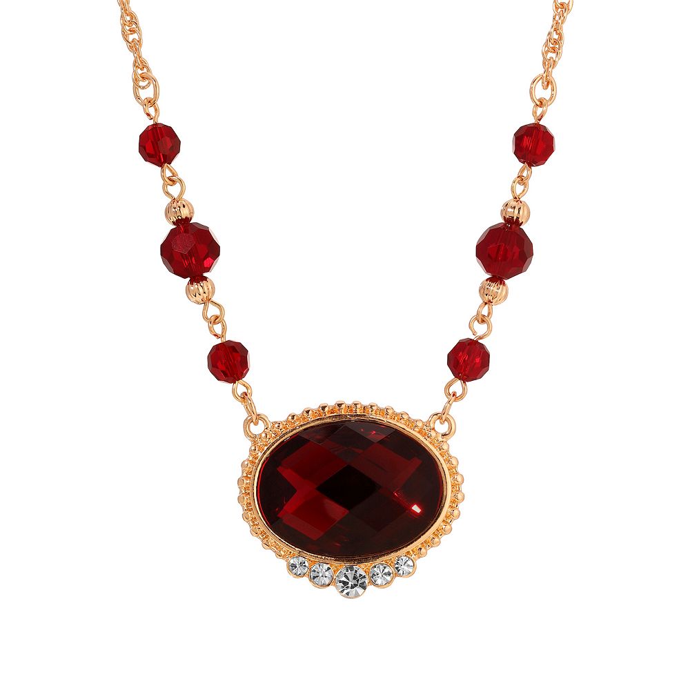 Elegant Red And Gold Crystal Necklace
