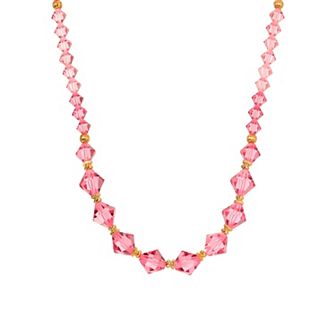 1928 Gold Tone Pink Lantern Crystal Necklace