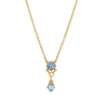 1928 Gold Tone Glass Drop Necklace