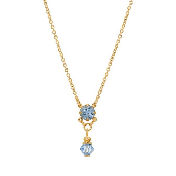 1928 Gold Tone Glass Drop Necklace