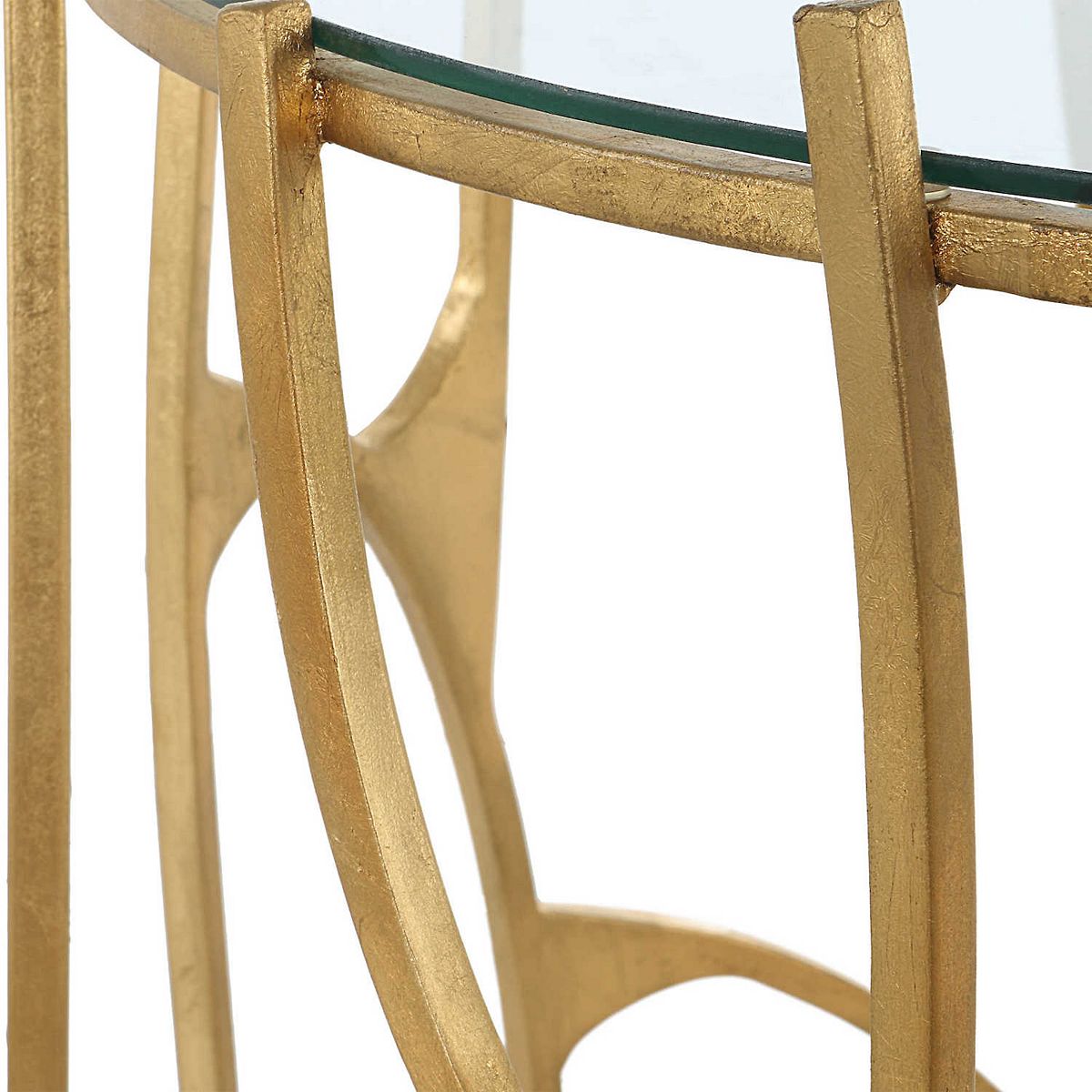 Close-up of gold frame leg on Ritual side table