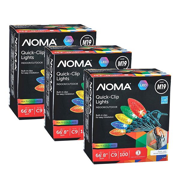 Noma Quick Clip 100 Led C9 Lights For Indoor & Outdoor Use, Multicolor (3 Pack)