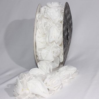 White Roses Woven Sheer Craft Ribbon 2" X 5 Yards
